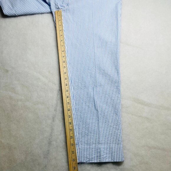 Talbots Womens Blue Striped Seersucker Stretch Perfect Crop Pants Size 10 - Picture 8 of 9